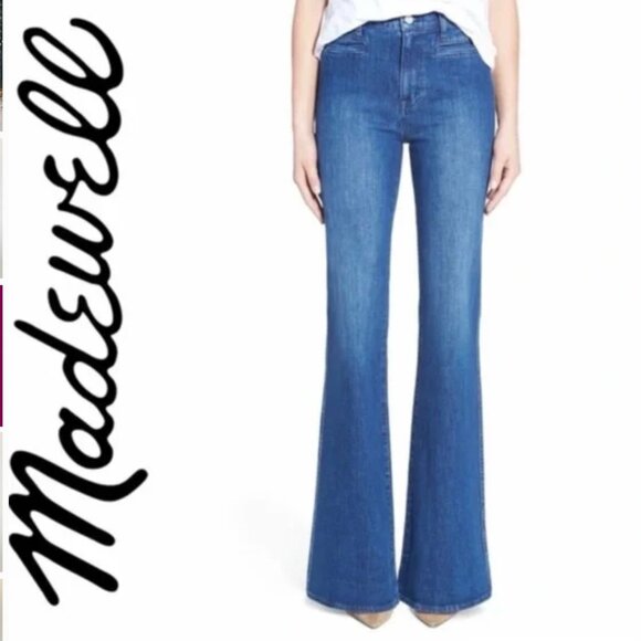 Madewell Denim - MADEWELL Flea Market Flare Jeans Blue Wash Denim High Rise Waisted Bell Bottoms